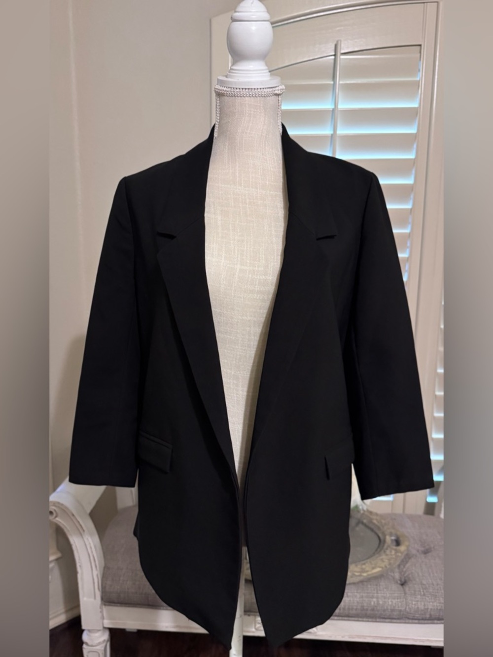 New York and Company Classic Black Open-Front Blazer